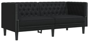 2 pcs conjunto de sofás chesterfield couro artificial preto