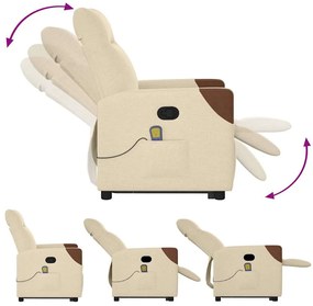 Poltrona elevatória de massagens tecido cor creme