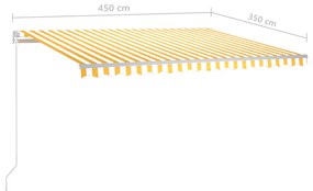 Toldo retrátil automático com postes 4,5x3,5 m amarelo e branco
