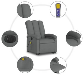 Poltrona elétrica elevatória massagens tecido cinzento-escuro