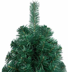 Meia árvore Natal artificial pré-iluminada c/ bolas verde