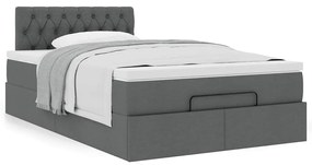 Cama otomana com colchão 120x200 cm tecido cinzento escuro
