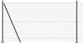 Conjunto de Postes de Cerca Prateado 25 x 1,2 m Aço Galvanizado