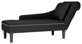 Chaise lounge c/ almofada/apoio de braços direito veludo preto