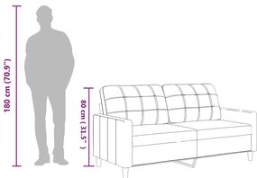 Sofá de 2 lugares 140 cm couro artificial cor cappuccino