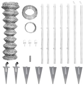 vidaXL Cerca de arame com postes/espetos 15x1,5 m aço galvanizado
