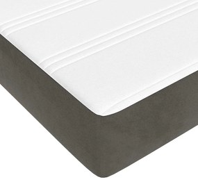 Colchão de molas ensacadas 160x210x20 cm veludo cinza-escuro