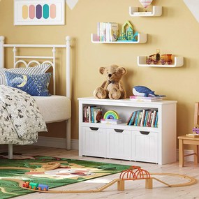 Armário de brinquedos para quarto de criança 102 x 30 x 60 cm branco