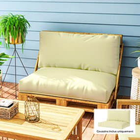 Almofadas para paletes (NÂO INCLUIDAS) de exterior, 2 lugares, almofadas de assento para paletes Euro, laváveis, 120 x 80 cm e 120 x 45 cm, bege