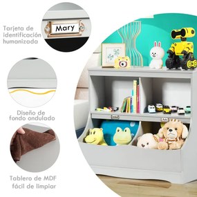 Organizador de brinquedos para crianças com compartimentos Prateleira de armazenamento multiuso 67 x 40 x 62 cm cinza