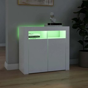 Aparador com luzes LED 80x35x75 cm branco