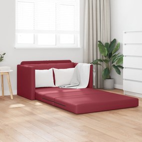 vidaXL Sofá Chão Cama 2 em 1 Vinho Vermelho 124x71x78 cm Couro Sintético