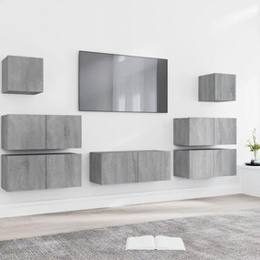 vidaXL Conjunto móveis de TV 7 pcs madeira processada sonoma cinza