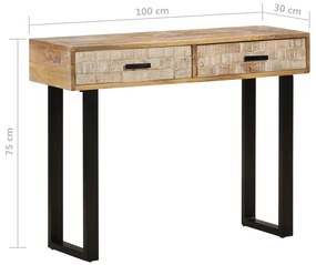 Mesa consola 100x30x75 cm madeira de mangueira maciça