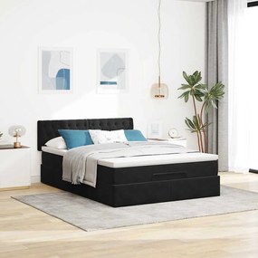 Estrutura de cama otomana com colchão 140x200 cm veludo preto