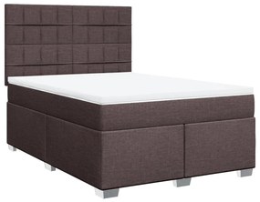 Cama com molas/colchão 140x200 cm tecido castanho-escuro
