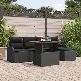 Conjunto de Sofá de Jardim vidaXL de 6 peças com Almofadas Vime Poliés