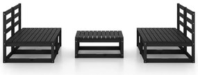 5 pcs conjunto lounge de jardim pinho maciço preto