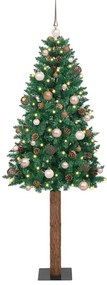 vidaXL Árvore de Natal Slim com 300 LEDs com suporte Verde 210 cm
