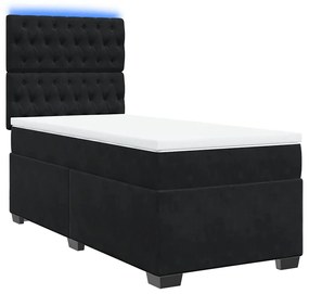 Cama com molas/colchão 80x200 cm veludo preto