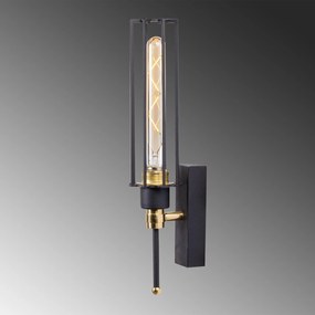 Aplique de Parede Fellini – Preto e Dourado – 8 x 10 cm