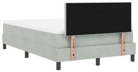 Cama Box com Colchão &amp; LED Cinza Claro 120x190 cm Veludo