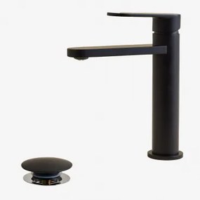 Conjunto De Torneira De Pia De Latão Alameda E Válvula De Drenagem De Pia Click-clack De Aço Inoxidável E Latão Orveta. Preto - Sklum