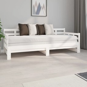 820378 vidaXL Estrutura sofá-cama de puxar 2x(80x200) cm pinho maciço branco