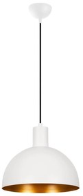 Candeeiro Suspenso Sivani – Branco e Dourado – Diâmetro 30 cm, Altura