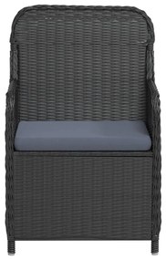 5 pcs conjunto de jantar p/ jardim c/ almofadões preto