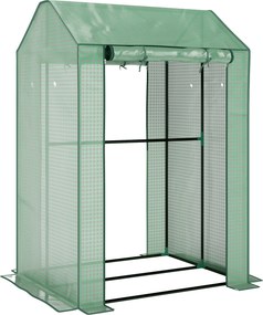 Outsunny Estufa de jardim com 2 compartimentos e 2 portas enroláveis - 0,8 m² Estufa para tomates dim. 1L x 0,8l x 1,5H m, Aço e PE | Aosom Portugal