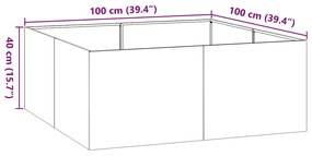 Vaso floreira 100x100x40 cm aço antracite