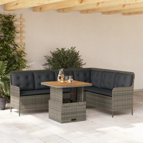 vidaXL 2 pcs conjunto sofás de jardim c/ almofadões vime PE cinzento