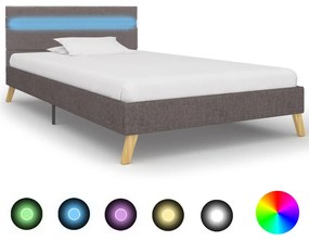 vidaXL Estrutura de cama com LED 100x200 cm tecido cinzento-claro