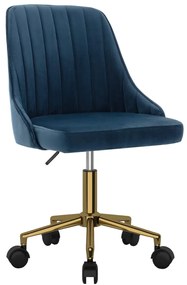 vidaXL Cadeira de escritório giratória veludo azul