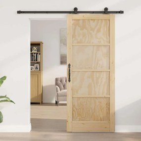 Porta Deslizante vidaXL com Conjunto de Ferragens 83x202 cm Madeira de