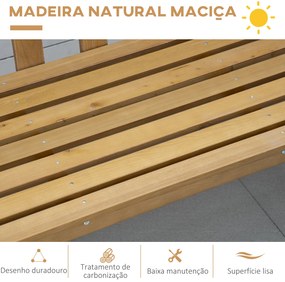 Banco de Jardim de 3 Lugares Banco de Exterior de Madeira com Encosto de Ripas 144x60x77 cm Madeira