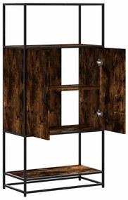 Armário alto 68x35x139 cm madeira e metal carvalho fumado