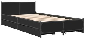Estrutura cama c/ gavetas 75x190 cm derivados de madeira preto