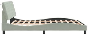 Estrutura de cama c/ luzes LED 160x200 cm veludo cinzento-claro