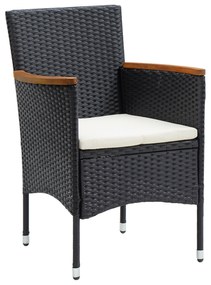 Conjunto de Jantar de Jardim 9 Peças Vime Poliéster Preto