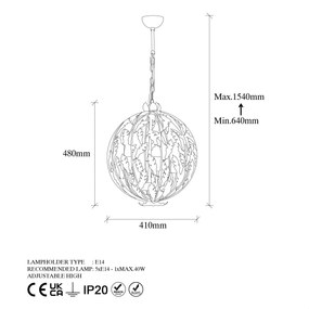 Chandelier Endustriyel – Multicolor – 41 x 41 x 64 cm
