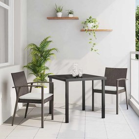 vidaXL Conjunto de Jantar para Jardim com 3 Peças e Almofadas de Rattan Poliéster Marrom.