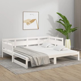 Sofá-cama de puxar 2x(90x200) cm pinho maciço branco