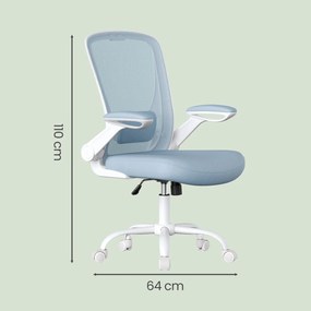 Cadeira de escritório ergonómica giratória com função de balanço em malha azul