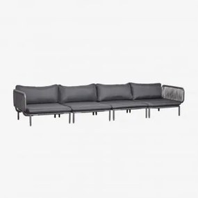 Conjunto De Jardim Com Sofá Modular De 4 Peças Com 2 Módulos De Canto Em Aço Roubly Cinza Grafito - Sklum