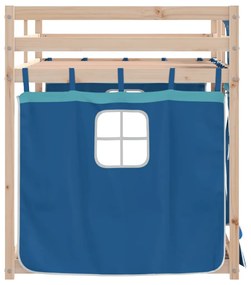 Beliche com cortinas 90x190 cm madeira de pinho maciça azul