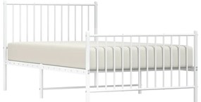 Estrutura de cama com cabeceira e pés 100x190 cm metal branco