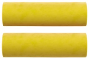 Sofá 3 lugares c/ almofadas decorativas 180 cm veludo amarelo