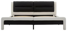 Estrutura cama c/ LEDs couro artificial 180x200cm branco/preto